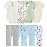 8-Piece Newborn Baby Clothes Set – Cotton Bodysuits & Pants for 0–12M Boys & Girls - Himpall